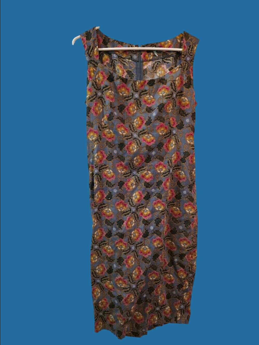 4/$67 Deal! Maggie Walt Vintage Sleeveless Floral Midi Dress in Gray with Pink